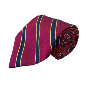 Brooks Brothers Mens Burgundy & Navy Pure Silk Striped Tie Classic Length